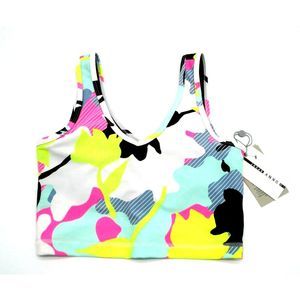 DKNY SPORT Camo Floral Sports Bra Multi Color XS
